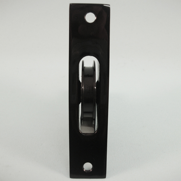 THD139/BLP • Black Polished • Square • Sash Pulley With Steel Body and 50mm [2] Brass Ball Bearing Pulley